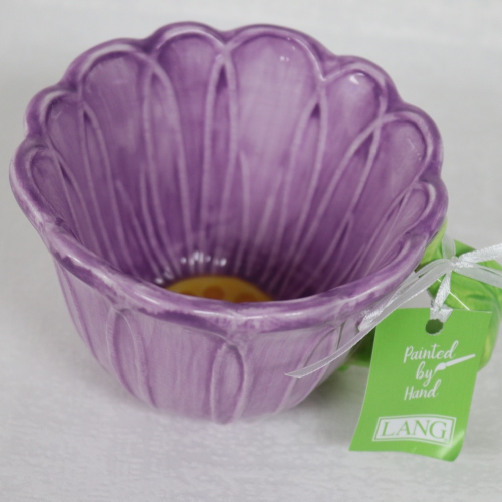 LANG by Design Group FLOWER SHAPED COFFEE MUG HAND PAINTED - 8oz. - PURPLE - NEW